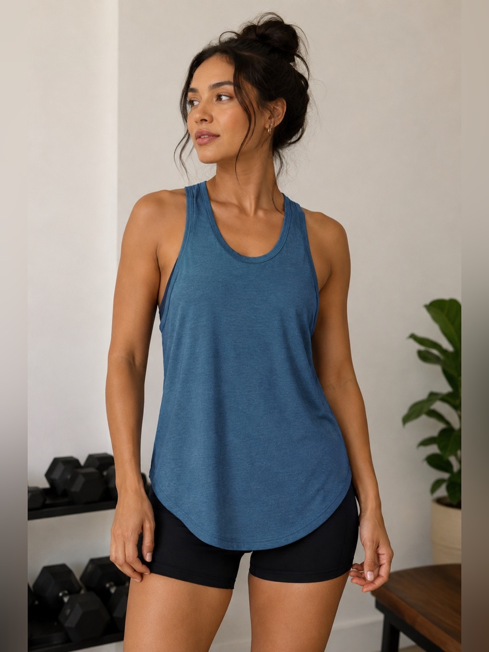 Sleeveless Blue Racerback Tank - Picture 1 of 7